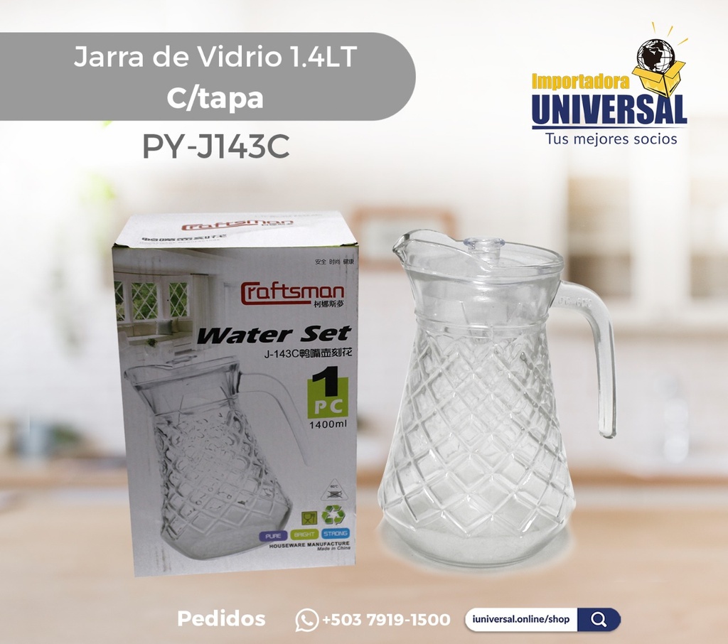 JARRA DE VIDRIO 1.4LT C/TAPA