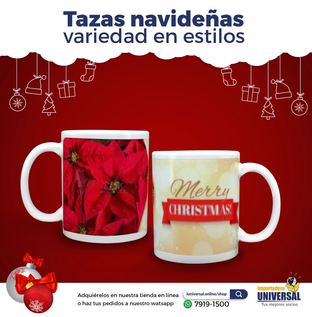 TAZA PORCELANA 11 ONZ NAVIDEÑA