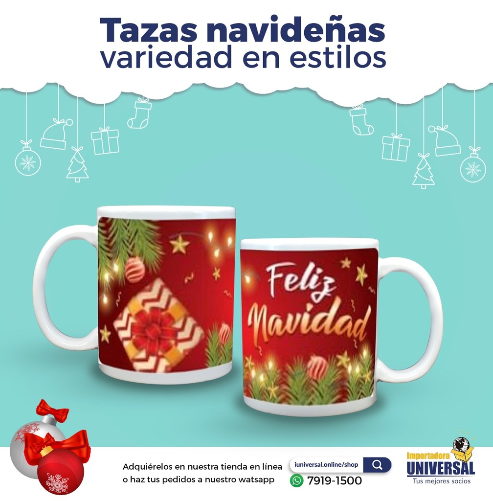 TAZA PORCELANA 11 ONZ NAVIDEÑA