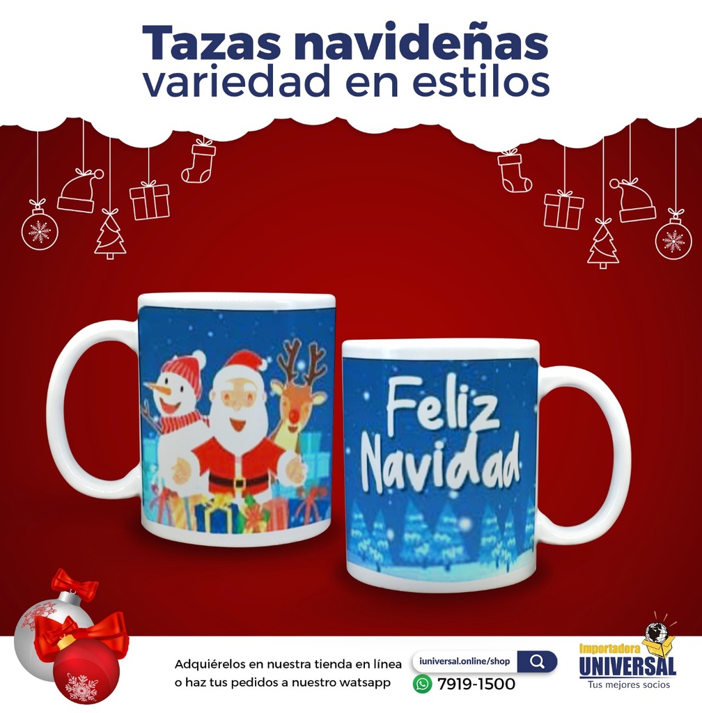 TAZA PORCELANA 11 ONZ NAVIDEÑA