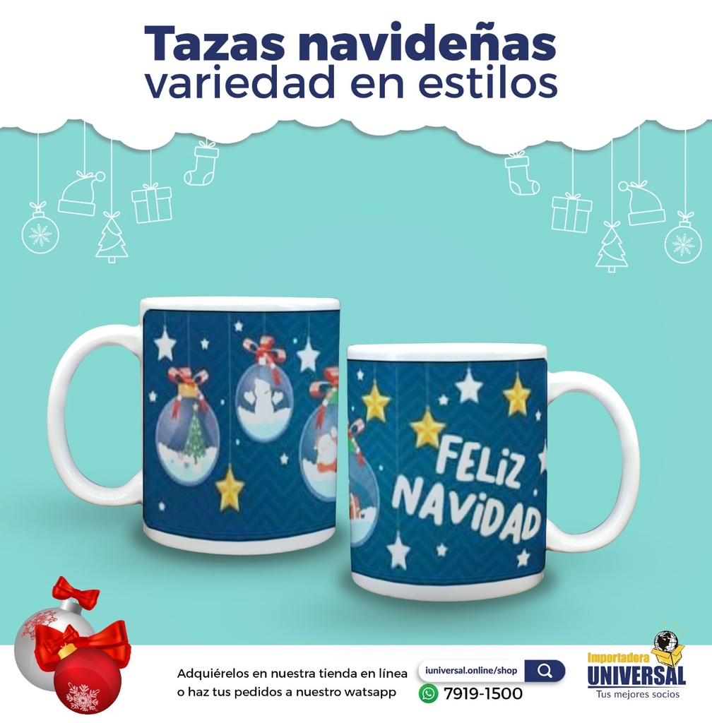 TAZA PORCELANA 11 ONZ NAVIDEÑA