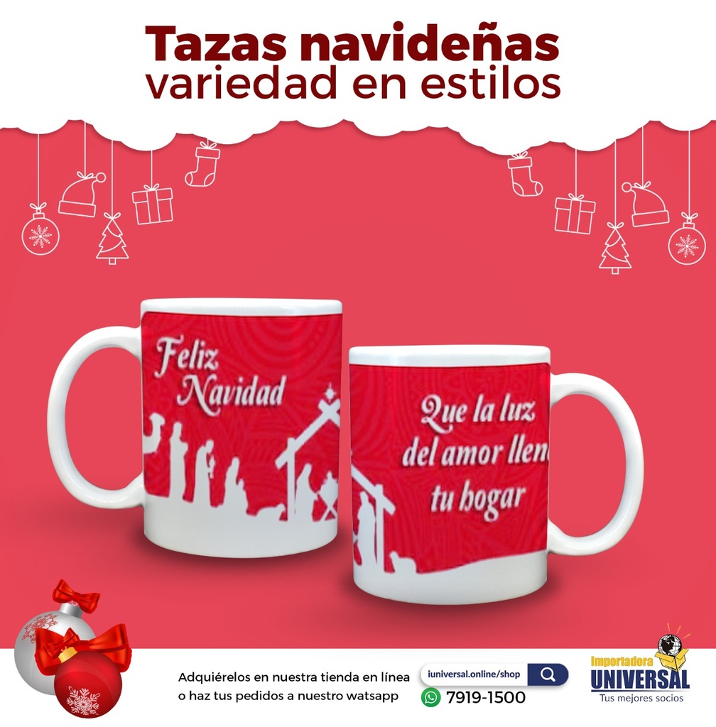 TAZA PORCELANA 11 ONZ NAVIDEÑA