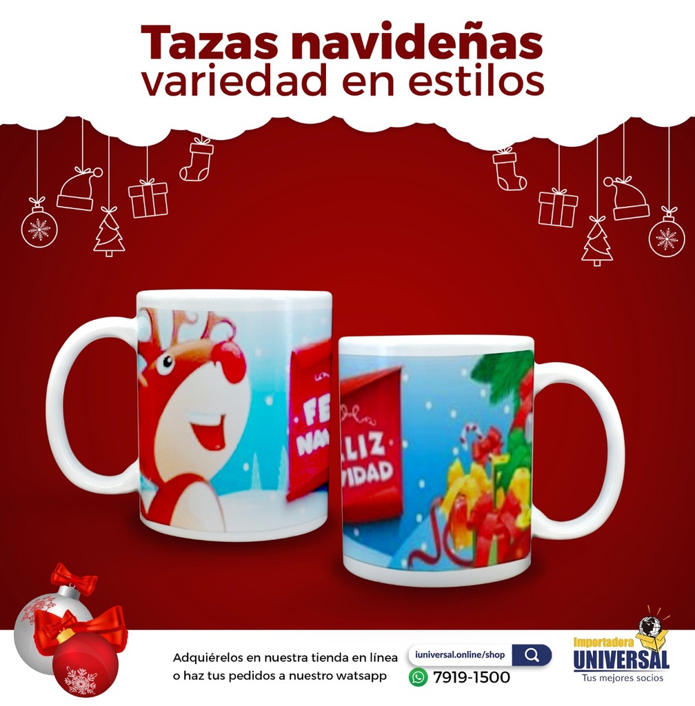 TAZA PORCELANA 11 ONZ NAVIDEÑA