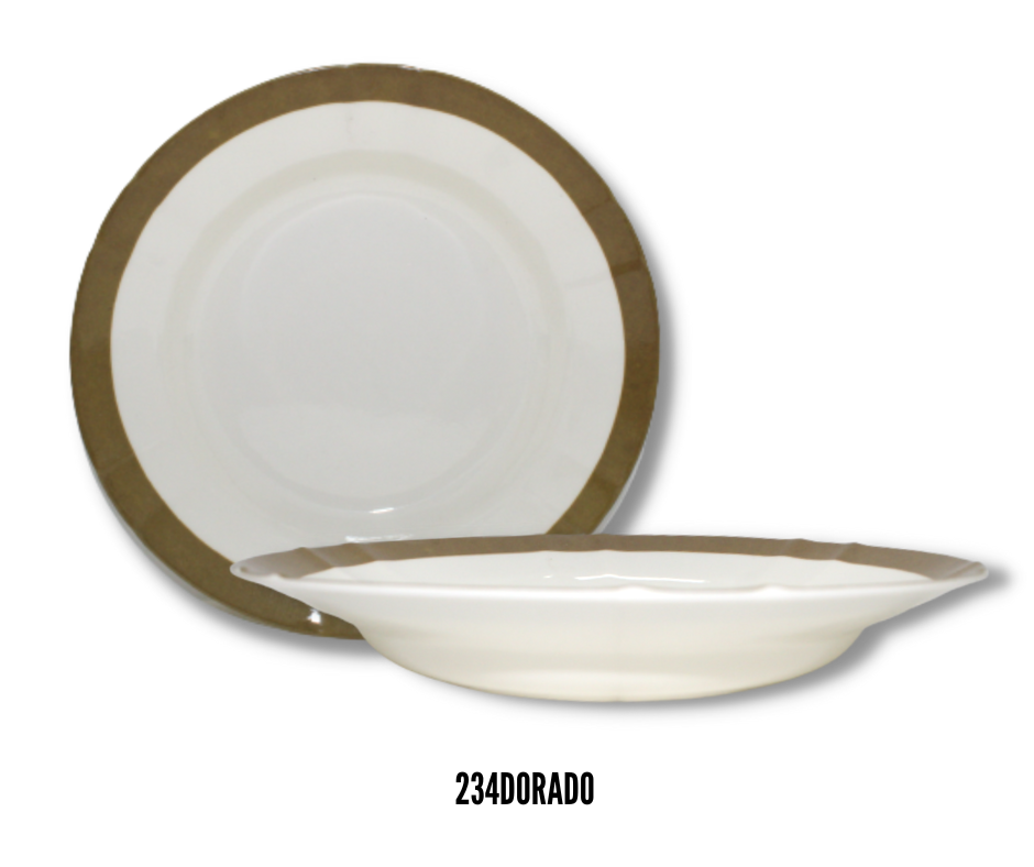 PLATO HONDO 9" ORILLA DORADA