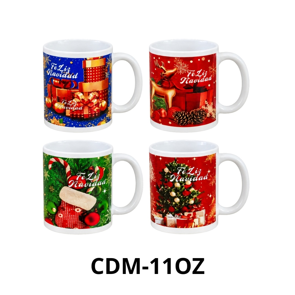 TAZA PORCELANA 11 ONZ NAVIDEÑA