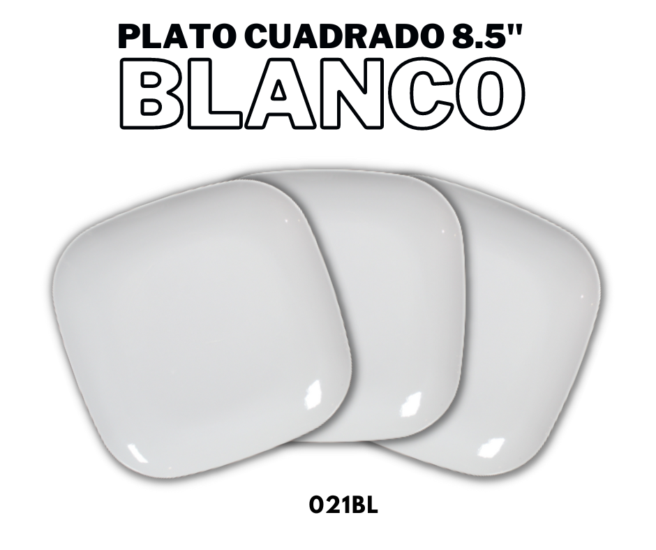 PLATO CUADRADO 8.5" BLANCO