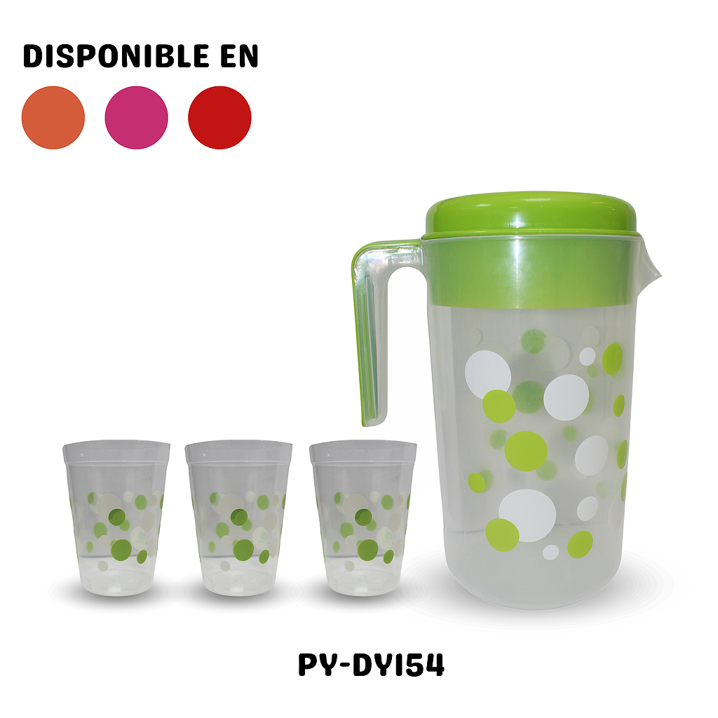 JARRA PLASTICA CON 3 VASOS