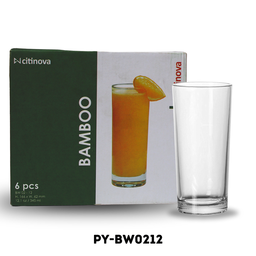 SET VASO DE VIDRIO BAMBOO 12.1 OZ