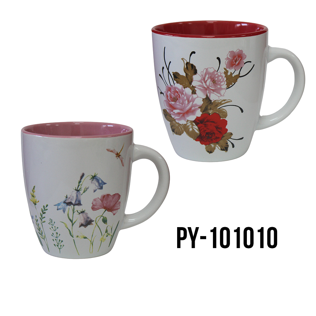 TAZA PORCELANA FLORES 9 ONZ