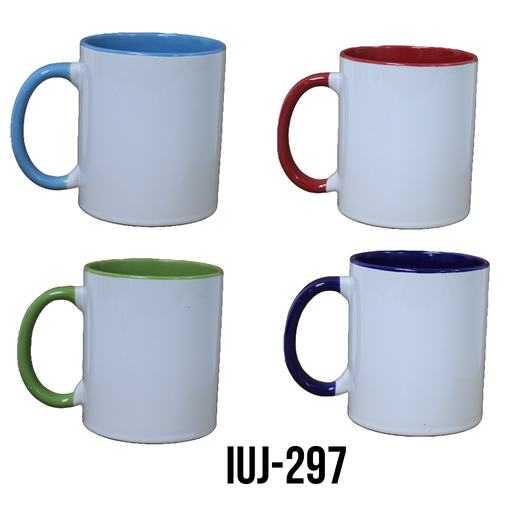 [IUJ-297] TAZA CERAMICA BLANCA/FONDO COLOR