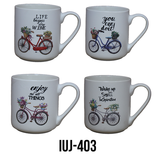 [IUJ-403] TAZA CERAMICA BLANCA CON DISEÑO