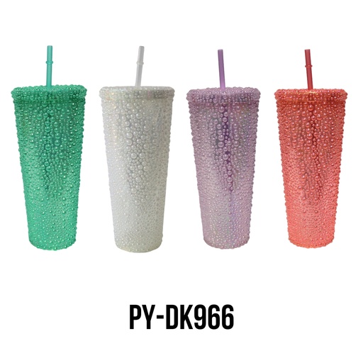 [PY-DK966] VASOS PLASTICOS CON PAJILLA COLORES  SURTIDO 