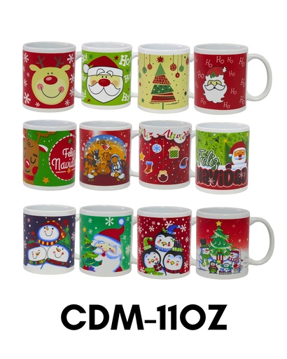 [CDM-11OZ] TAZA PORCELANA 11 ONZ NAVIDEÑA