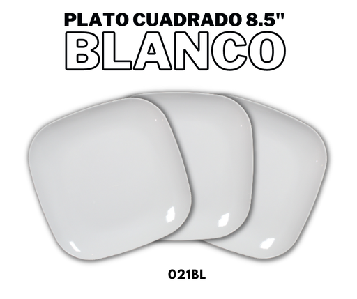 [021BL] PLATO CUADRADO 8.5" BLANCO