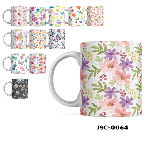 [JSC-0064] TAZA MARIPOSAS/FLORES -11 ONZ