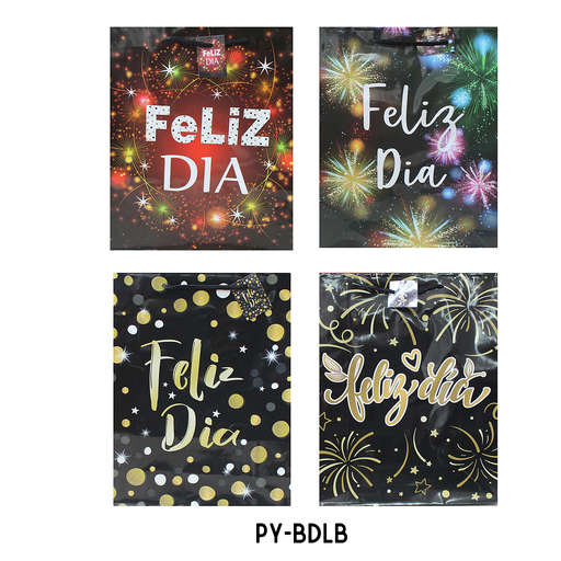 [PY-BDLB] BOLSA DE REGALO FELIZ DIA DECORADA /NEGRA